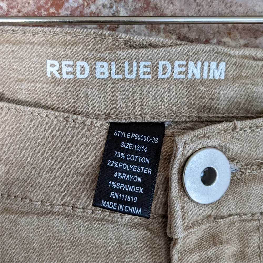 🥾 Red Blue Denim Tan Oatmeal Khaki Skinny Jeans Size 13/14